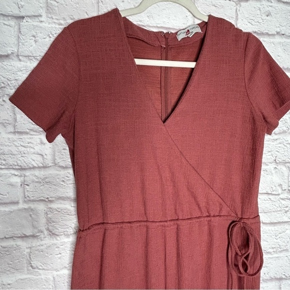 Madewell Texture & Thread Mauve Short Sleeve Wrap Jumpsuit - Picture 10 of 16